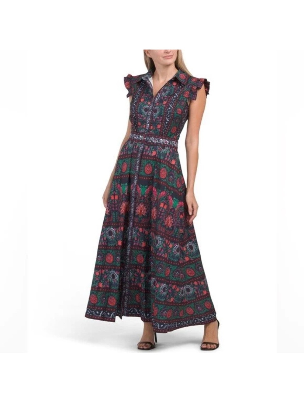 Women’s Dalia Macphee Long Maxi Flutter Sleeve Dress Size M